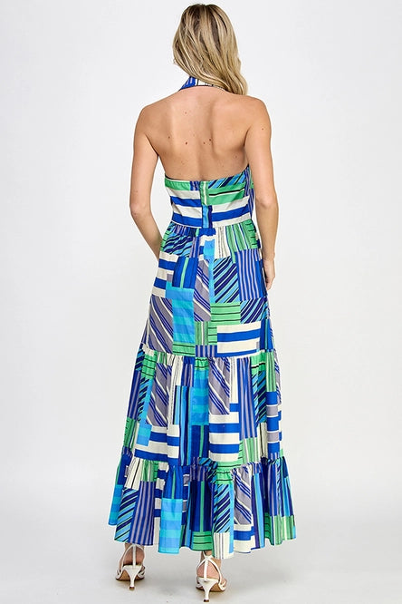 Ocean Mirage Halter Maxi Dress
