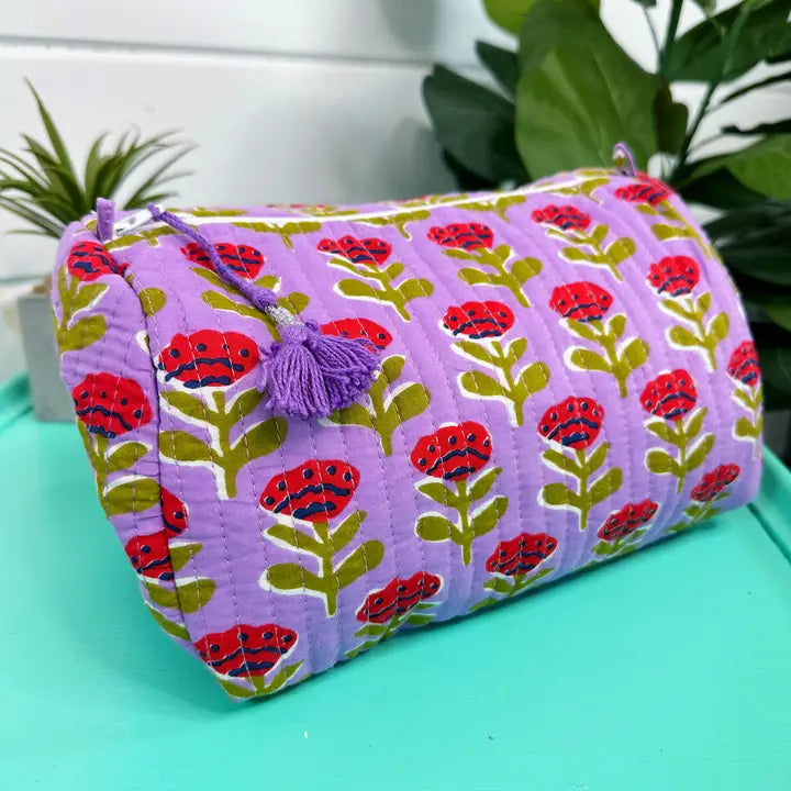 Purple Floral Cosmetic Bag