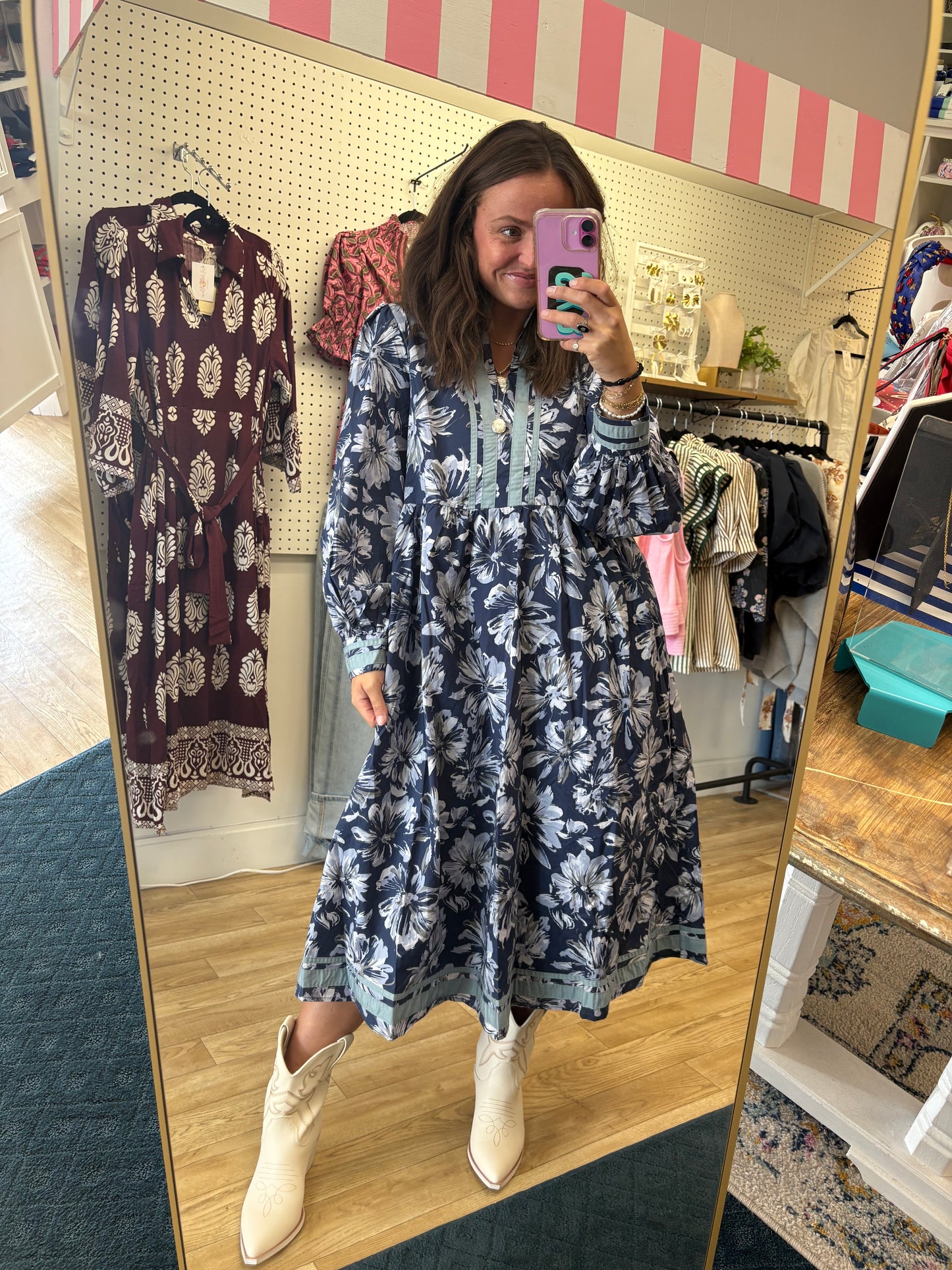Bloom in Contrast Midi Dress