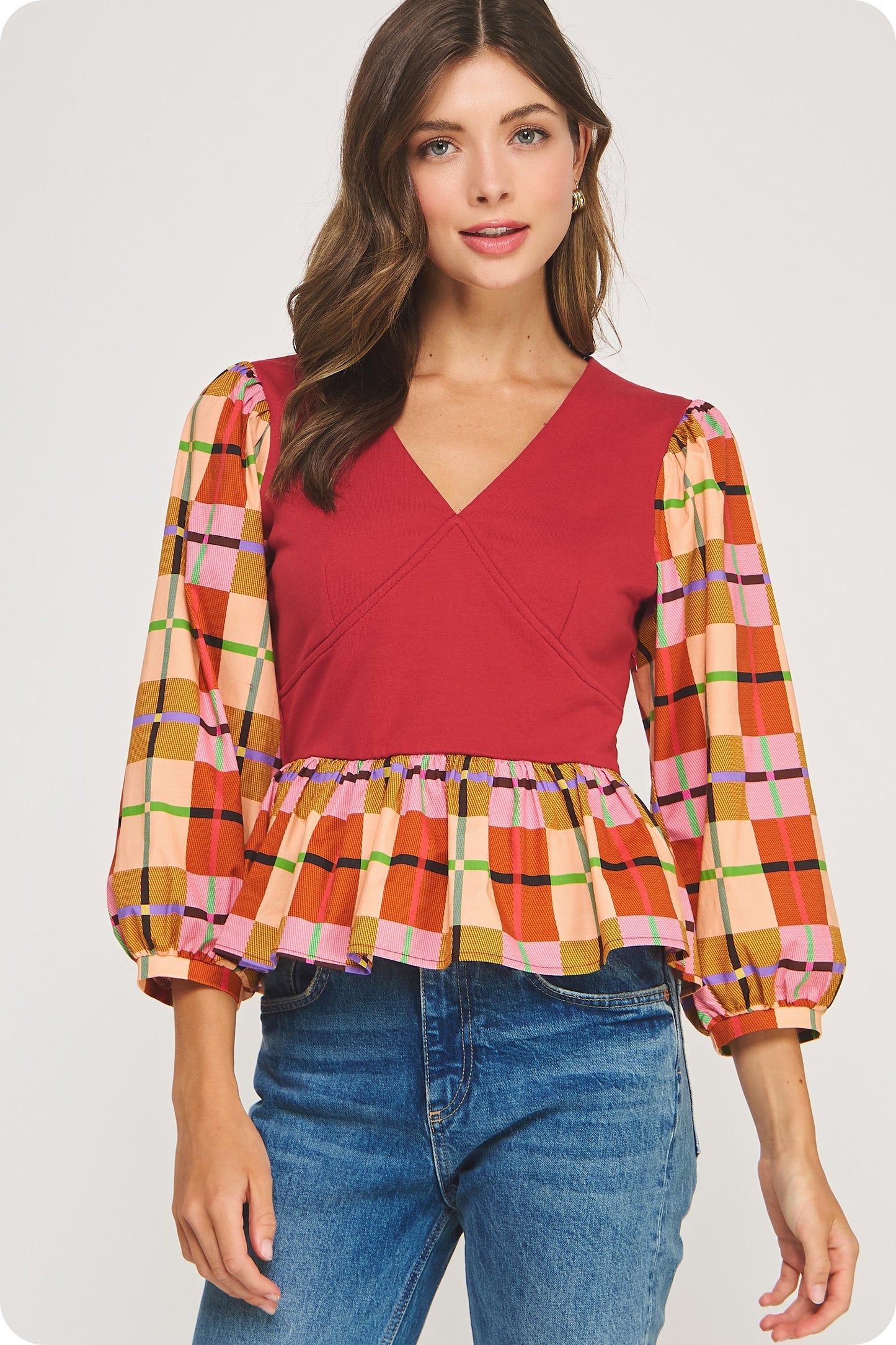 Pumpkin Patchwork Knit Top