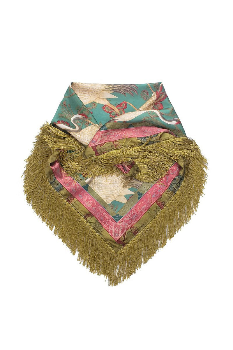 Gwyneth Satin Fringe Scarf