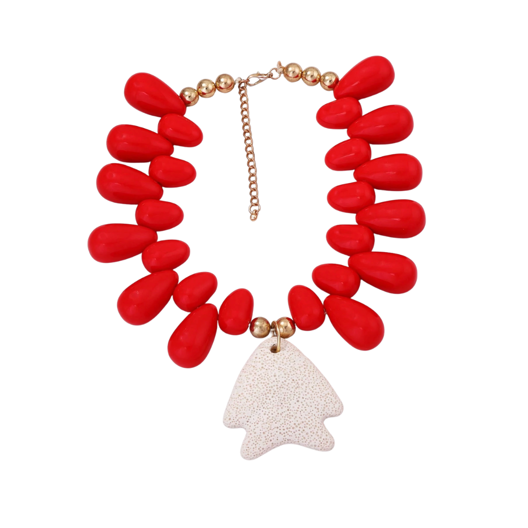 Trinity Fish Pendant Beaded Necklace