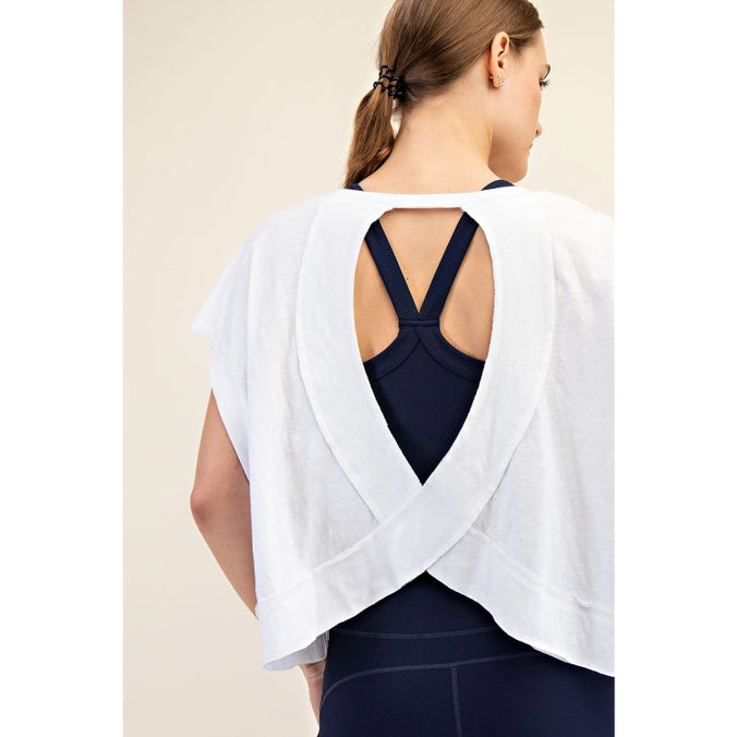 Cotton Curve Slub Open Back Top