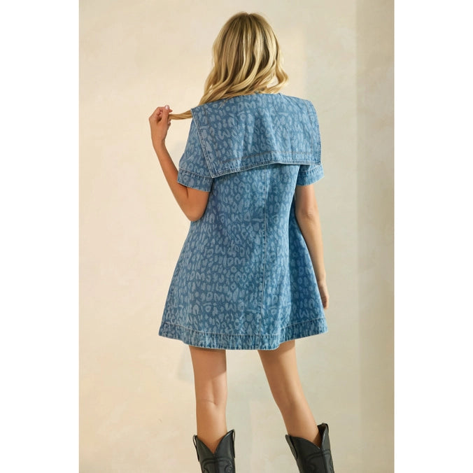 Spotted in Denim Leopard Mini Dress