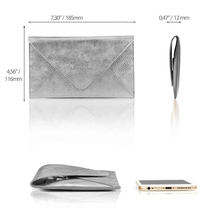 Silver Otto Angelino Top Grain Leather Wallet