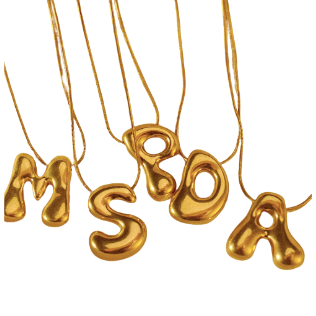Bubble Initial Snake Chain Necklace