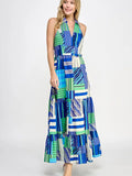 Ocean Mirage Halter Maxi Dress