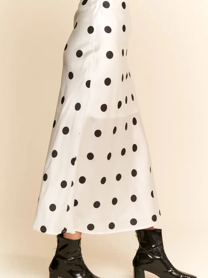 Dotted Charm Polka Dot Satin Skirt