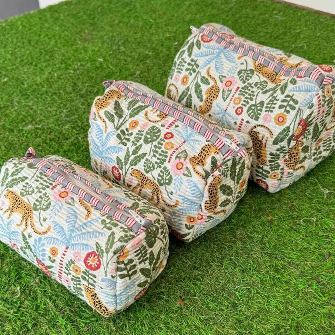 Leopard in Bloom Quilted Cosmetic Bag Set