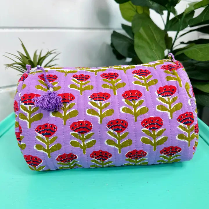 Purple Floral Cosmetic Bag
