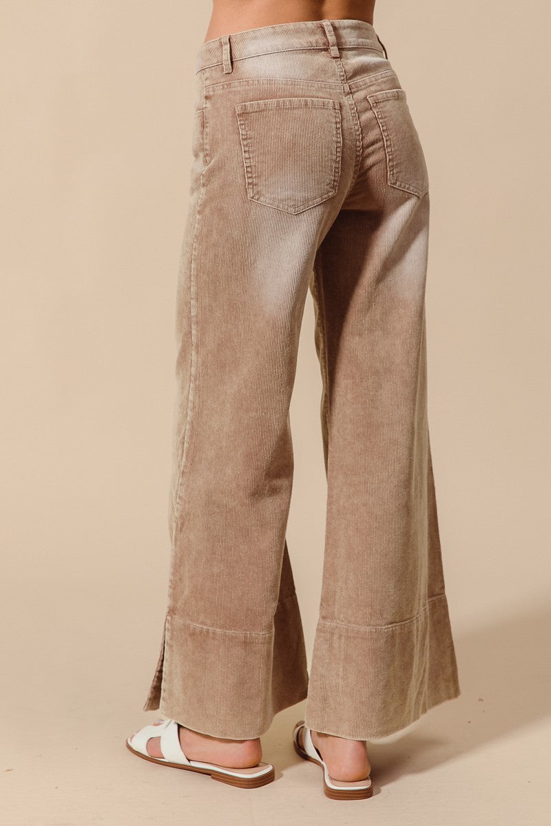 Briggs Wide Leg Flared Washed Corduroy Pants
