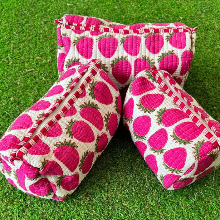 Berry Necessary Quilted Cosmetic Bag Set