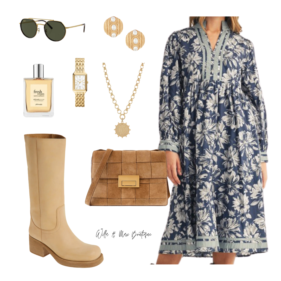 Bloom in Contrast Midi Dress
