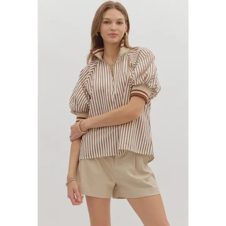 Lifted Lines Collared Striped Top