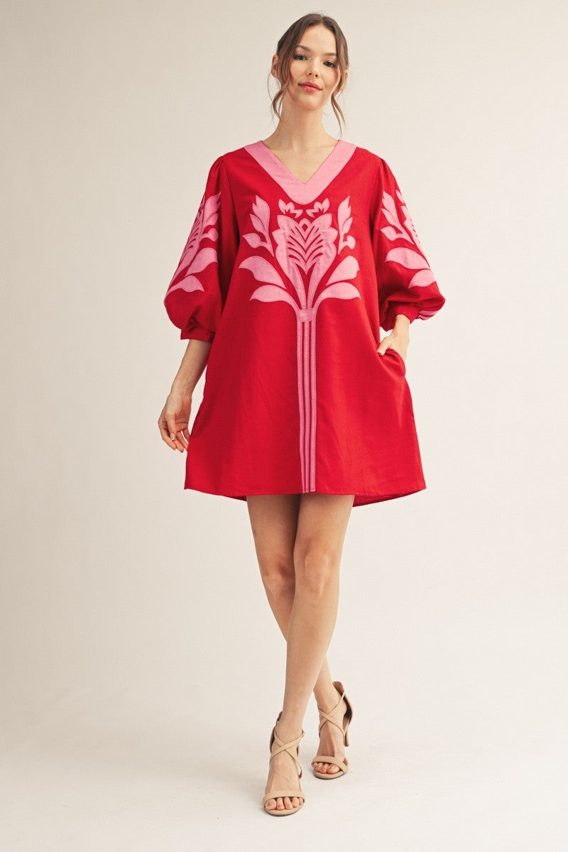 Baroque Bloom Mini Dress