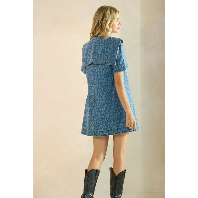 Spotted in Denim Leopard Mini Dress
