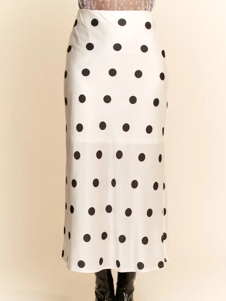 Dotted Charm Polka Dot Satin Skirt