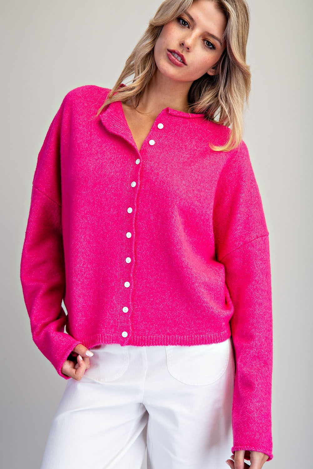 The Fuchsia Fix Button Down Cardigan