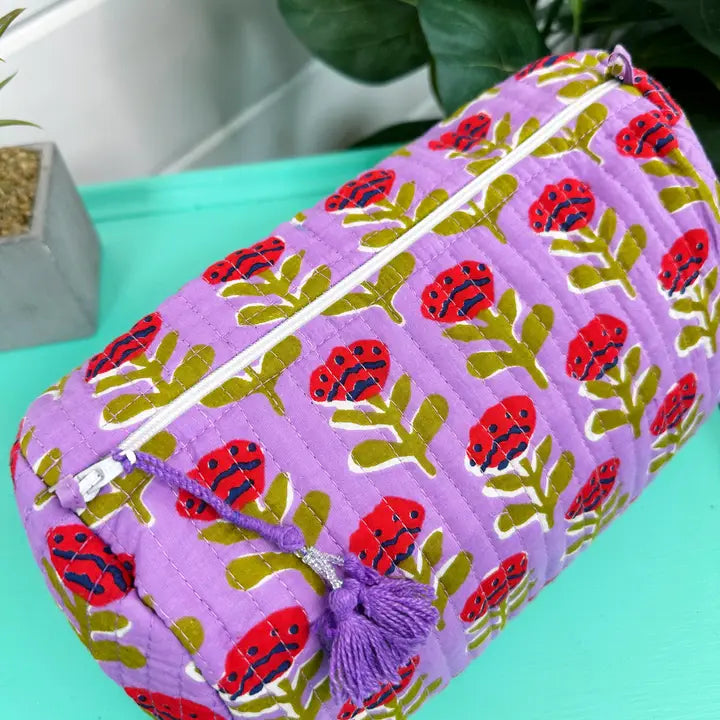 Purple Floral Cosmetic Bag