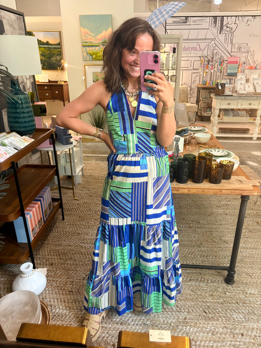 Ocean Mirage Halter Maxi Dress