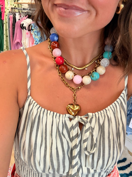 Maurice Multi-Colored Resin Beaded Neckace