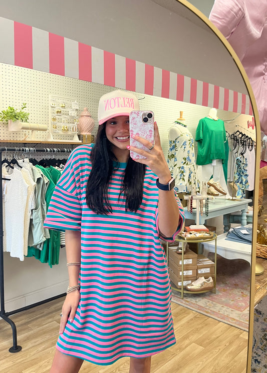 Hint of Stripe Knit T-Shirt Dress
