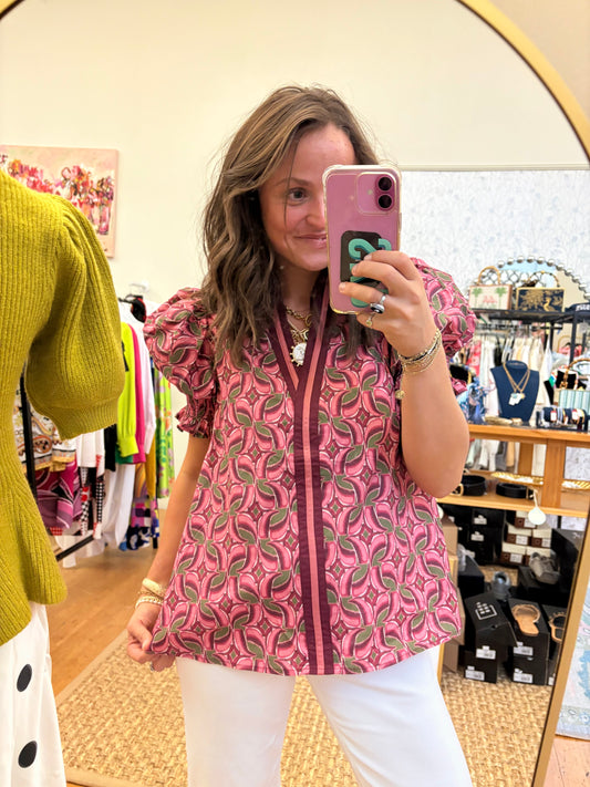 Abstract Whim Smocked Top