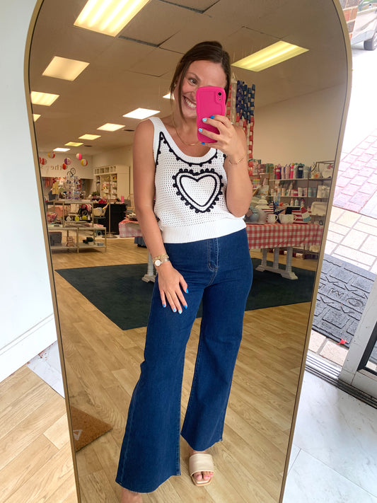 Starburst Heart Embroidered Sweater Top