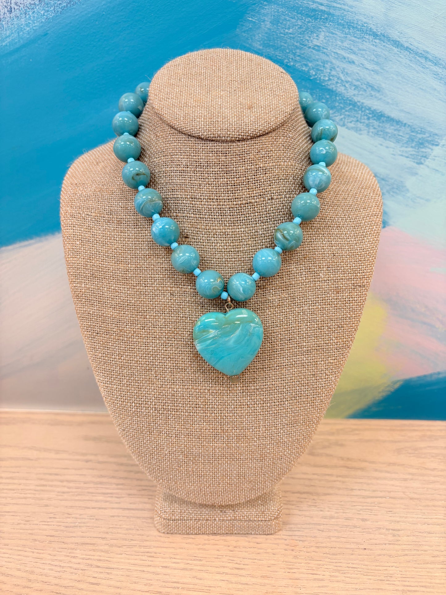 Amberlee Turquoise Heart Beaded Necklace