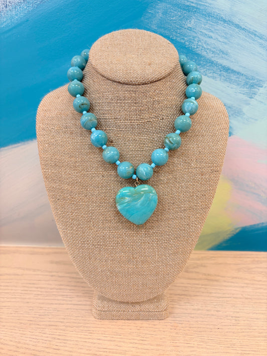 Amberlee Turquoise Heart Beaded Necklace