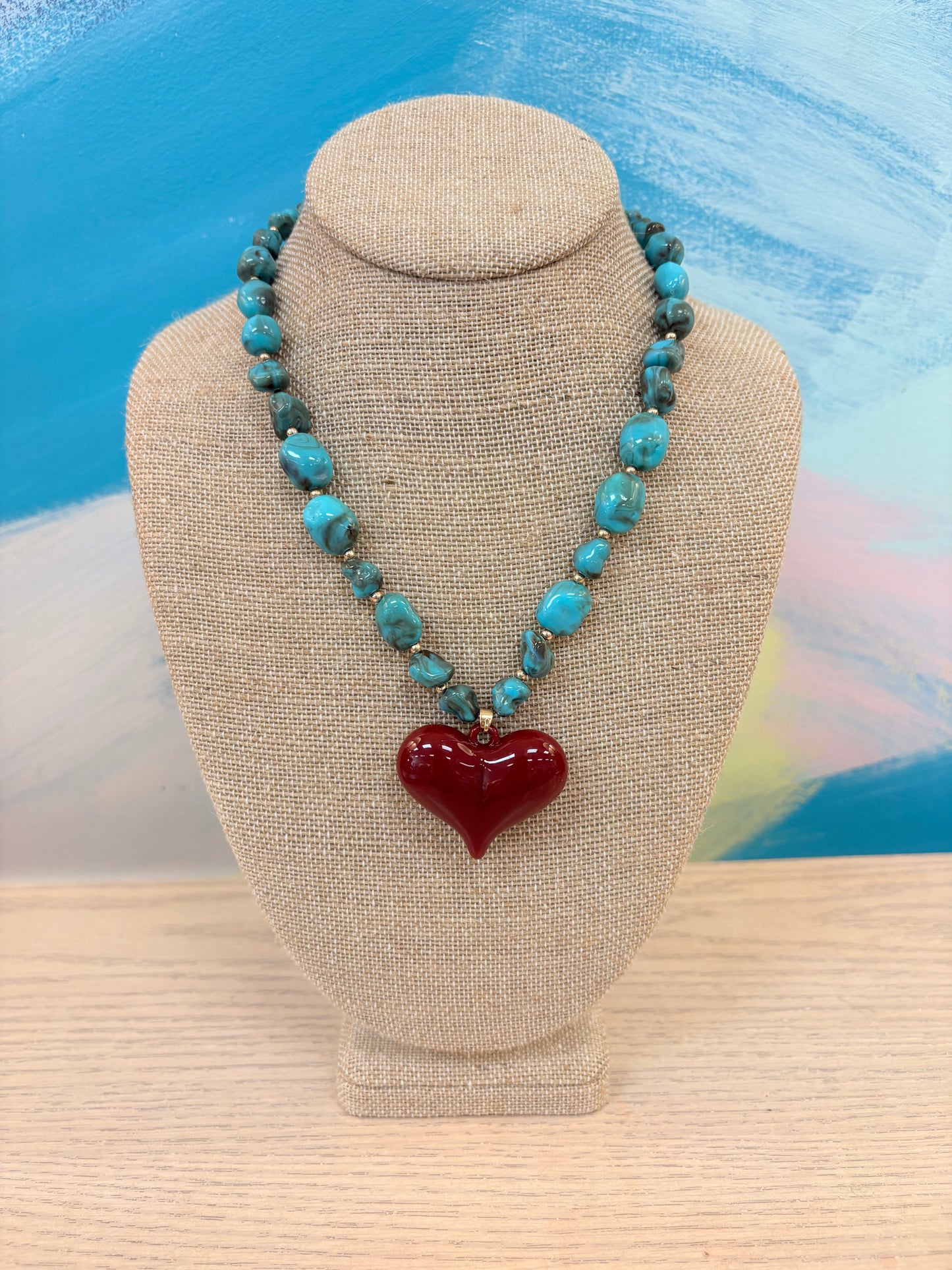 Yvonne Resin Beaded Heart Necklace