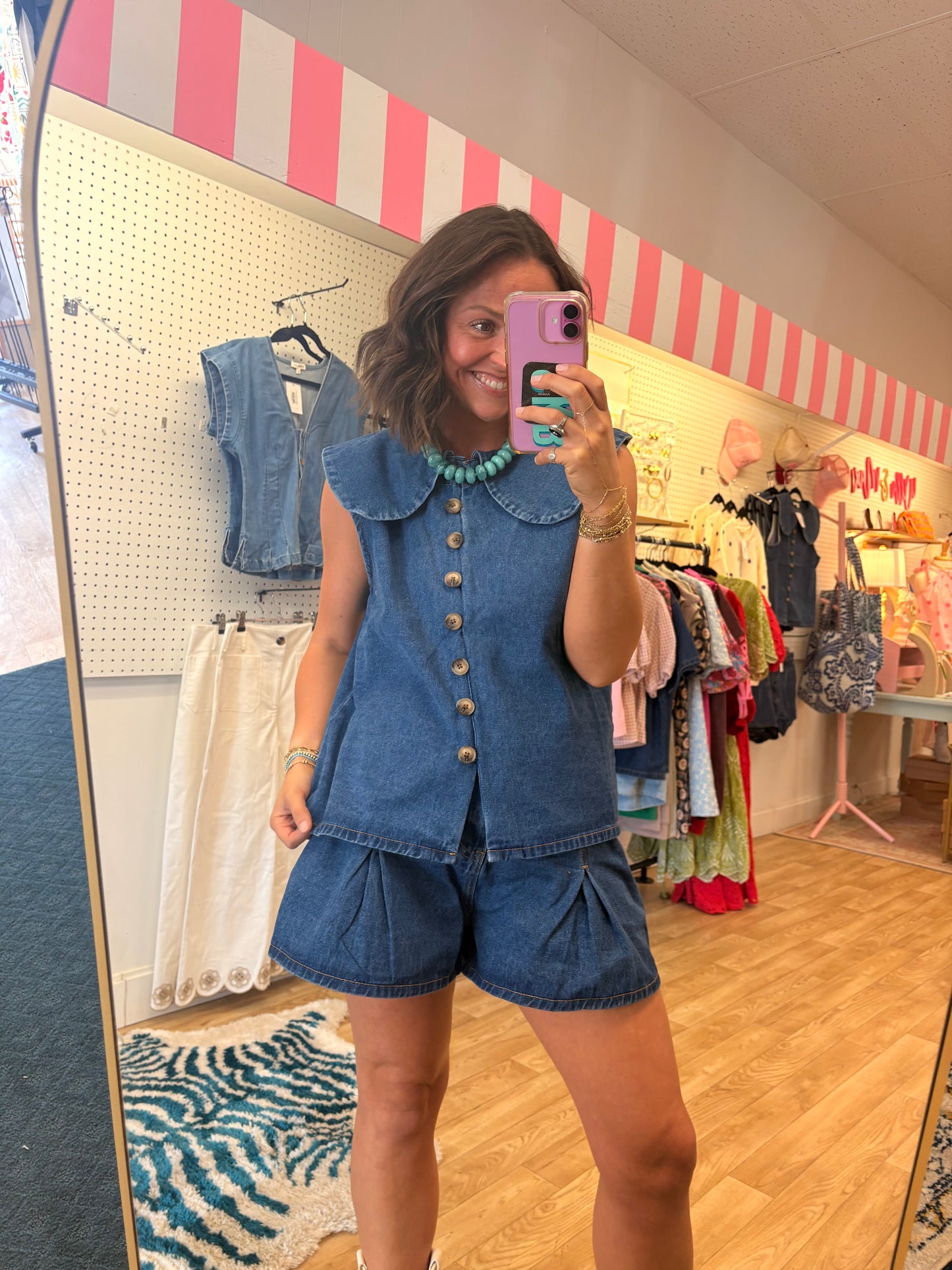 The City Walk Denim Collared Top