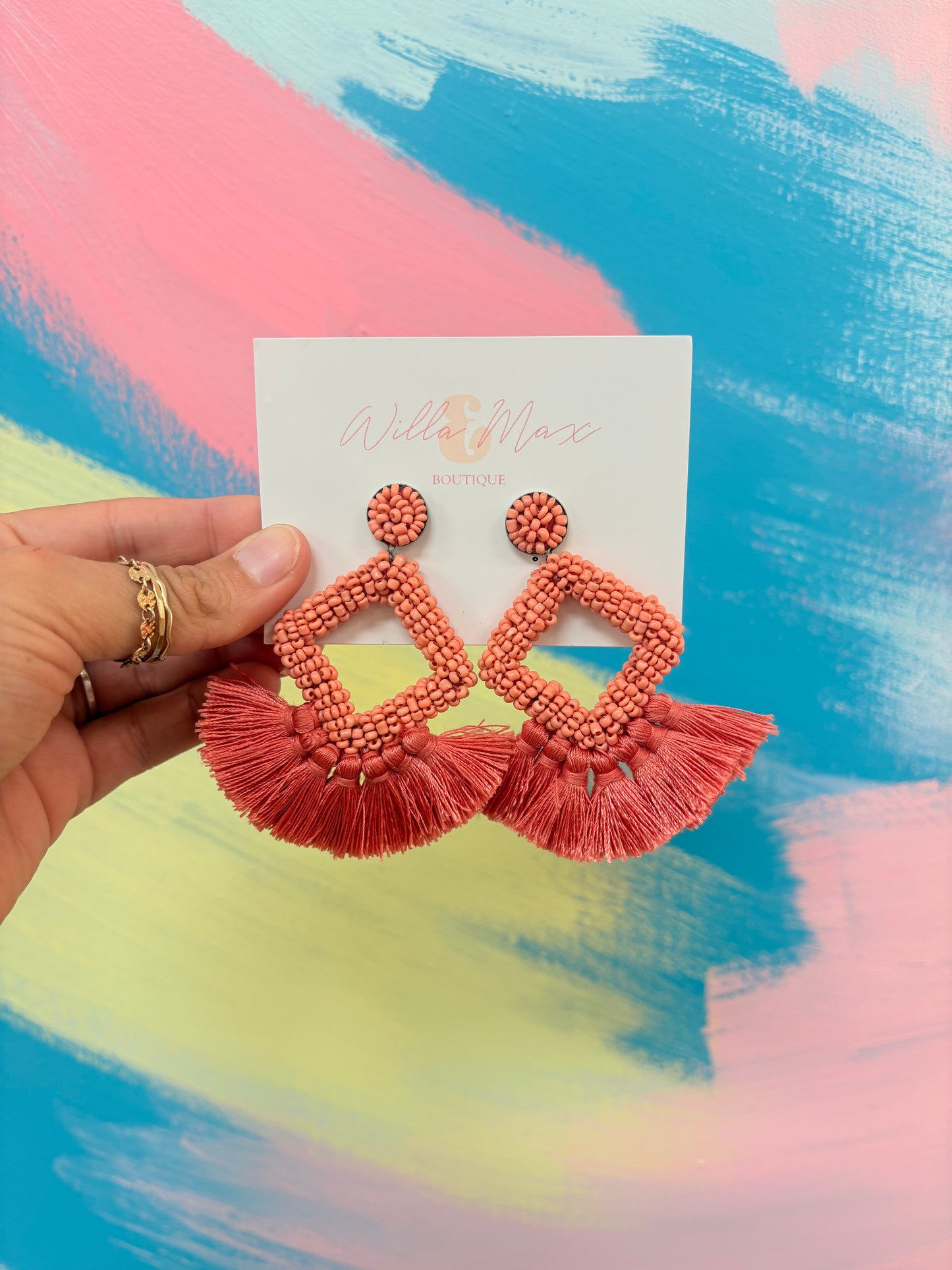 Moxie Pink Tassel Statement Earrings