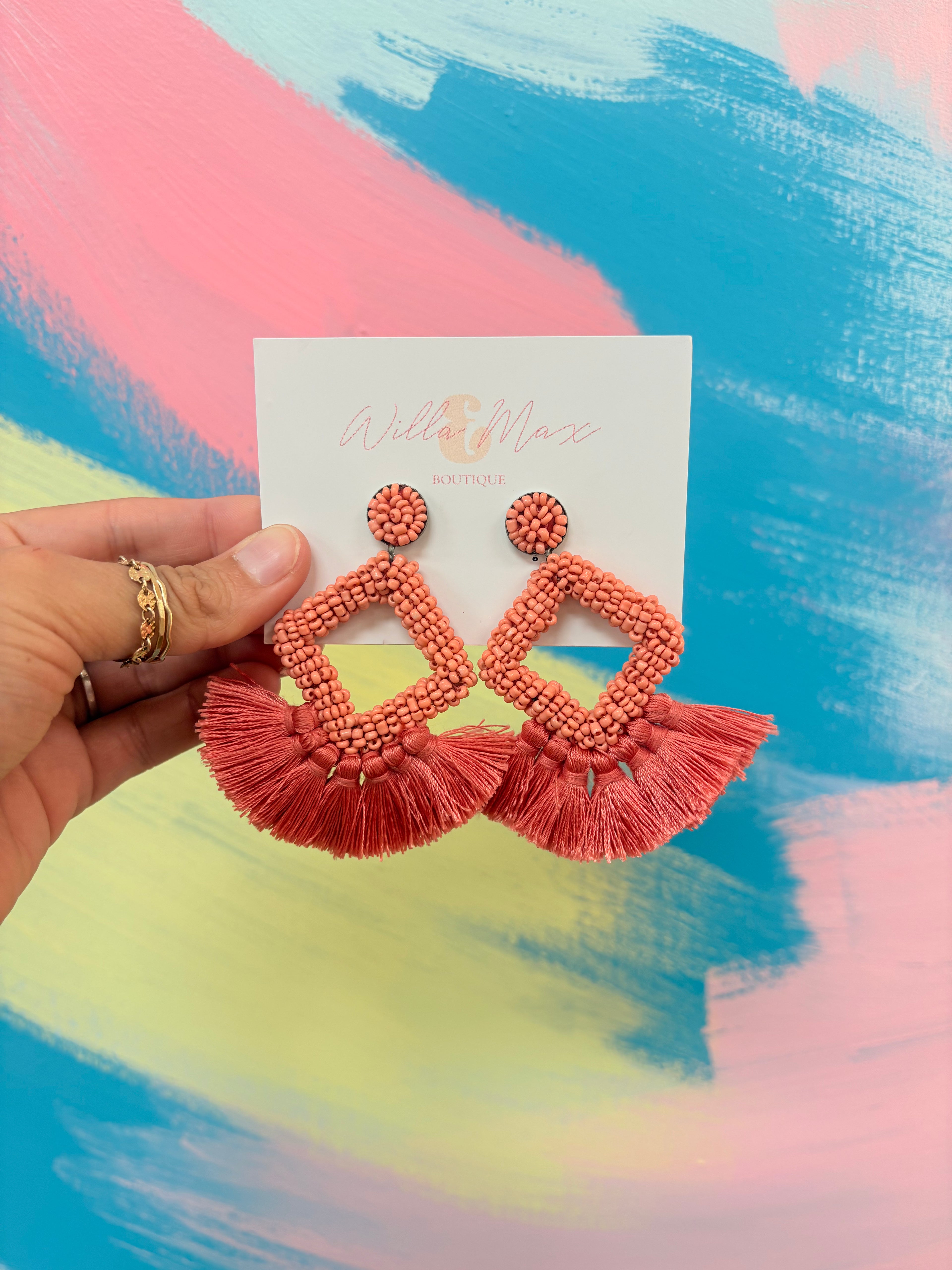 Moxie Pink Tassel Statement Earrings