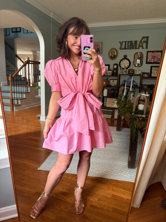 Tickled Pink Poplin Mini Dress