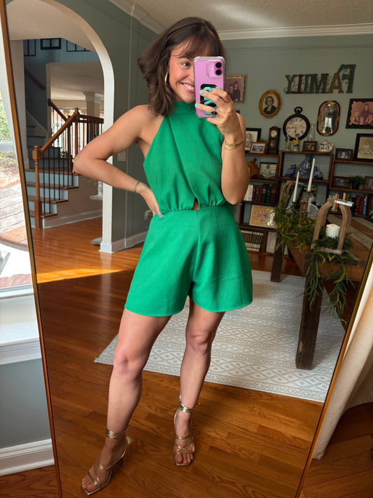 Summer Greens Halter Romper