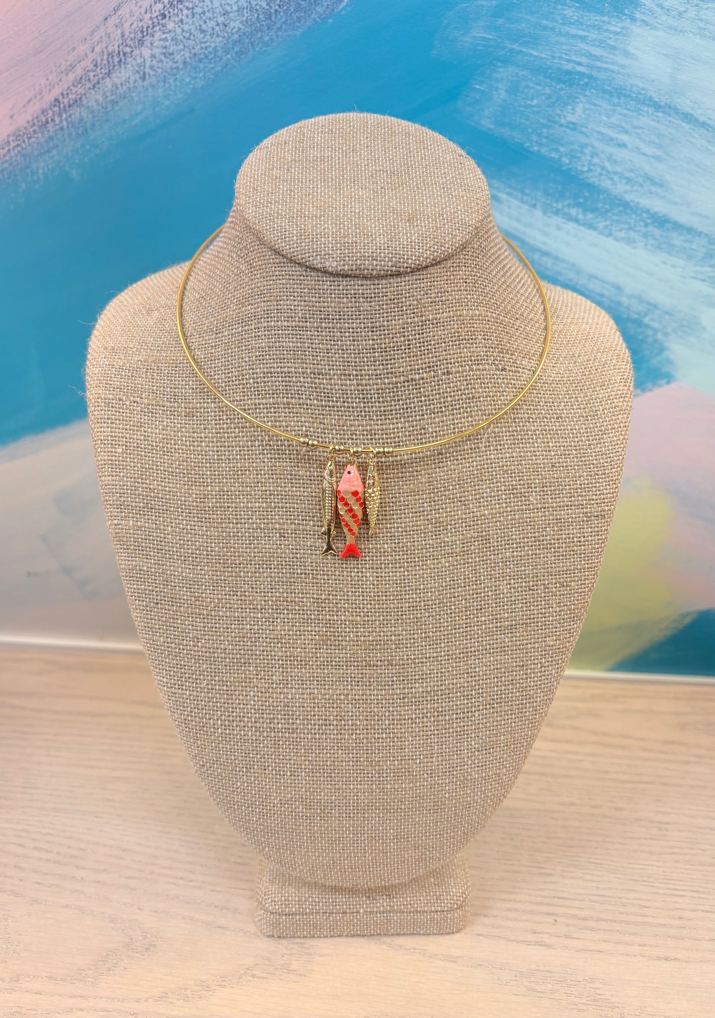 Tilly Fish Charm Choker - Pink
