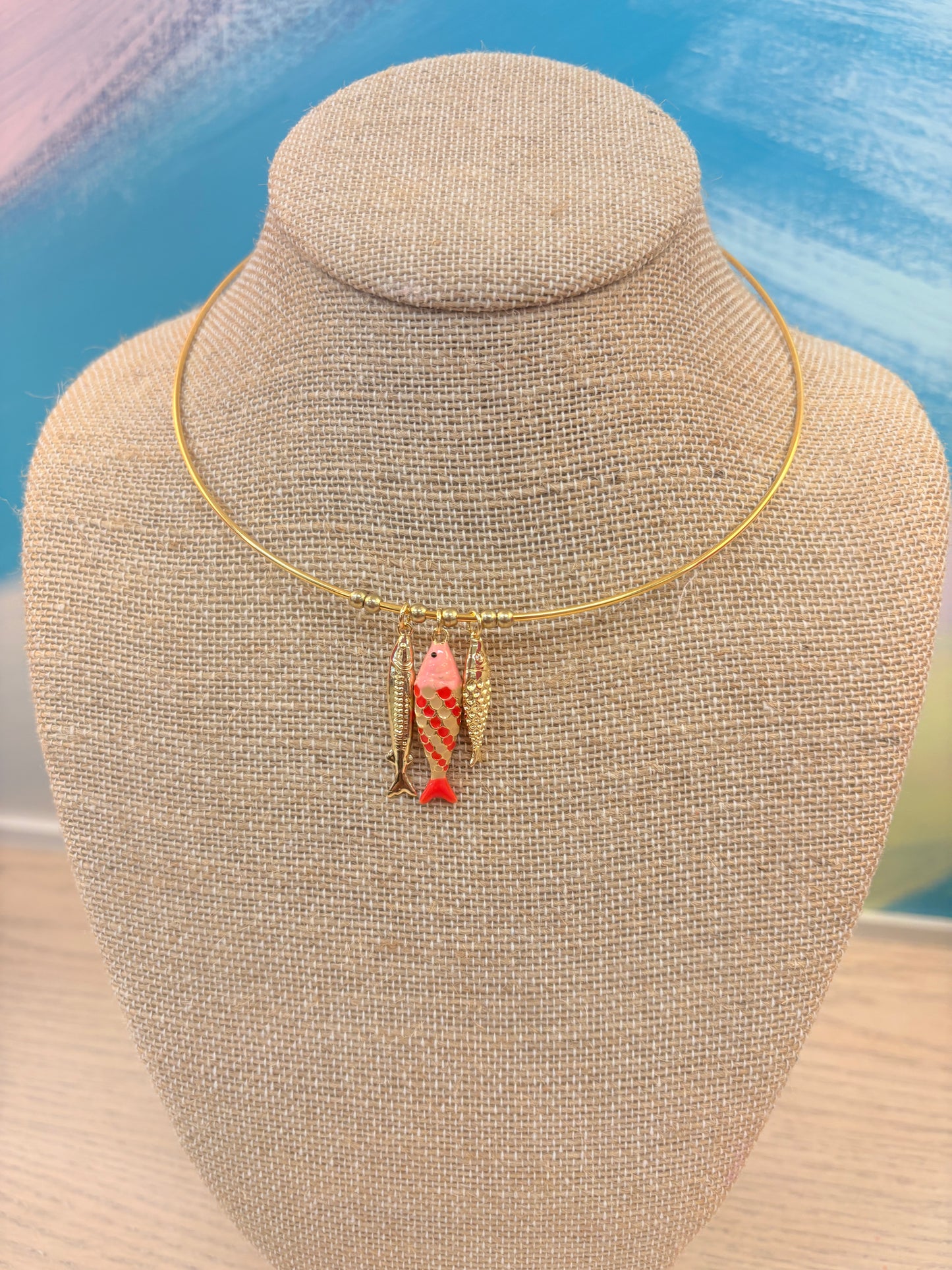 Tilly Fish Charm Choker - Pink