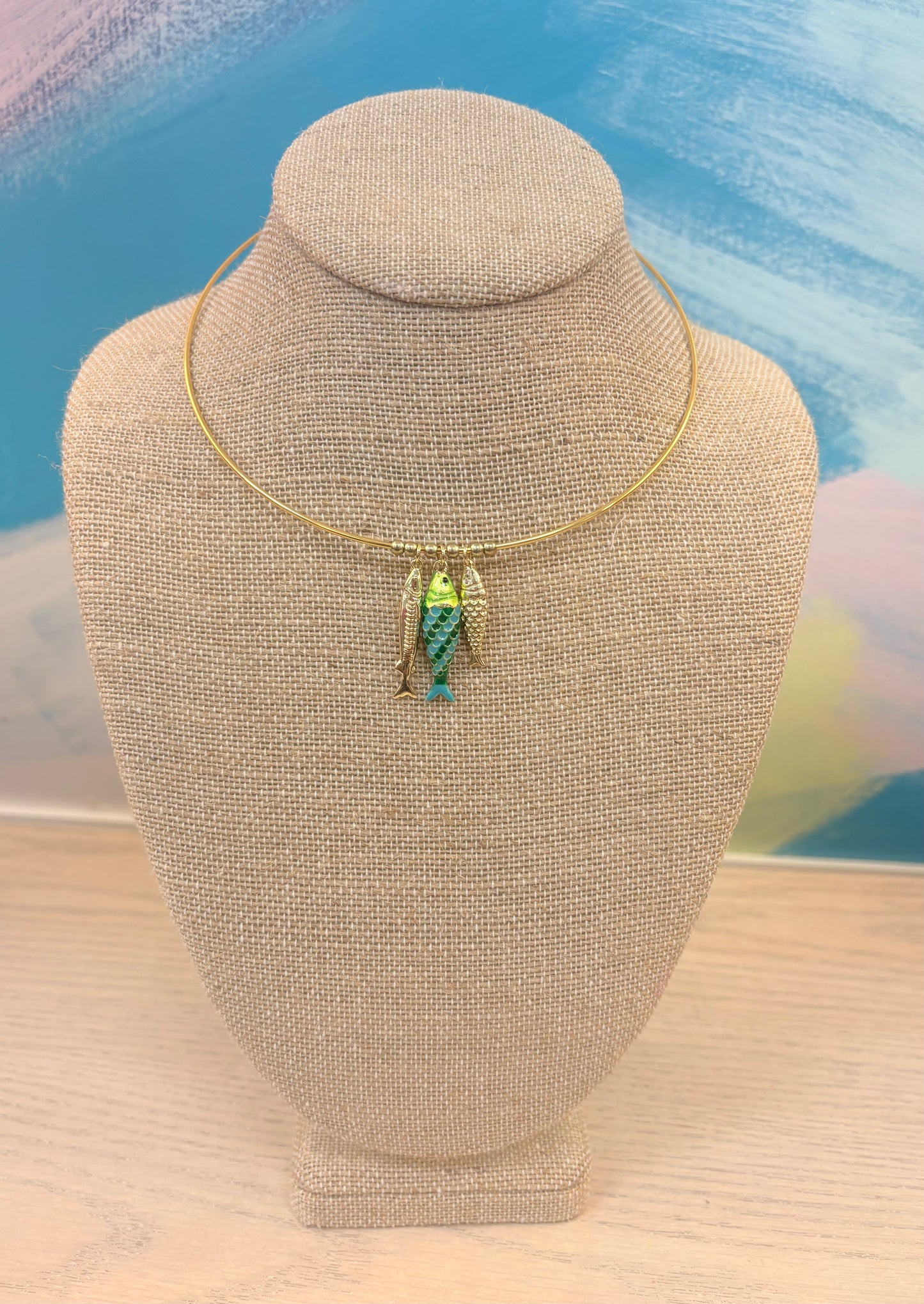 Tilly Fish Charm Choker - Green