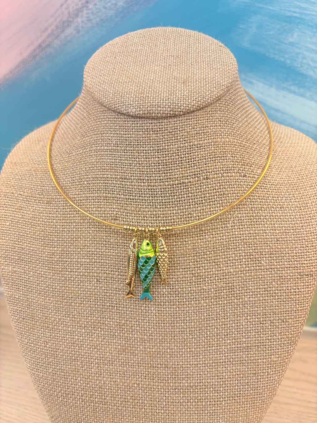 Tilly Fish Charm Choker - Green