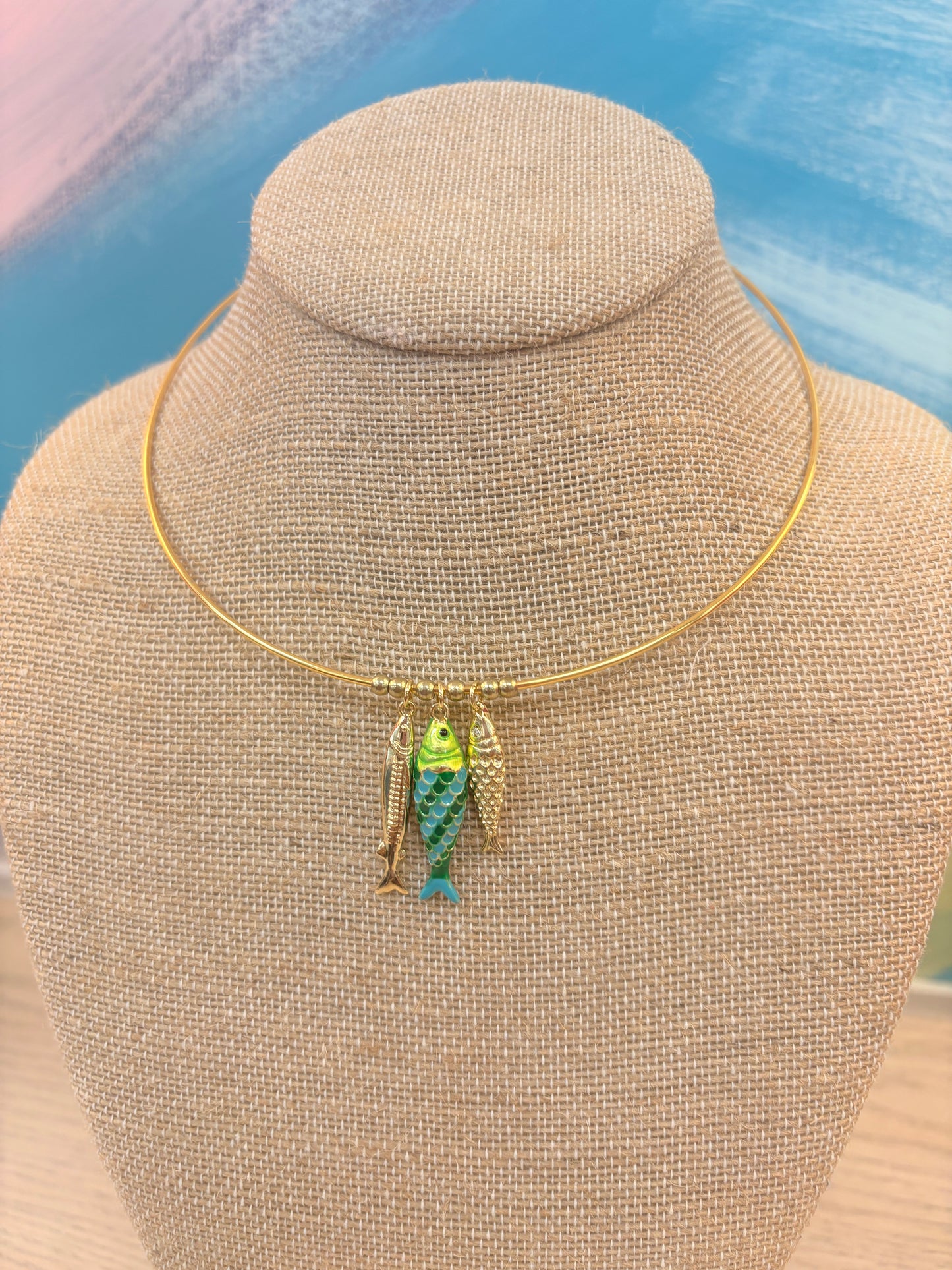 Tilly Fish Charm Choker - Green
