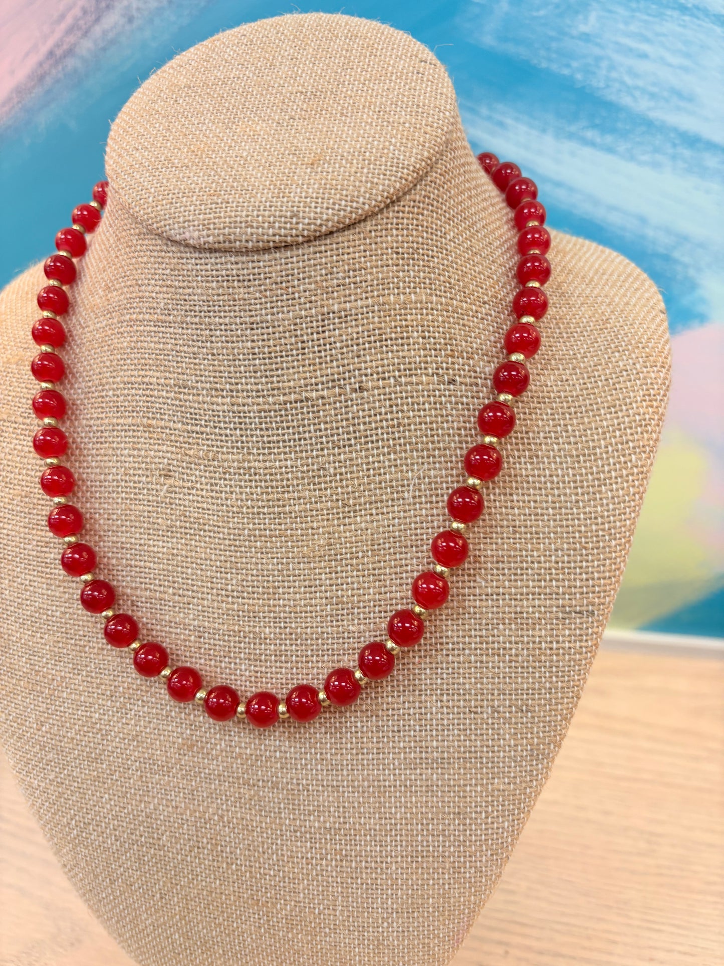 Larissa Red Beaded Necklace