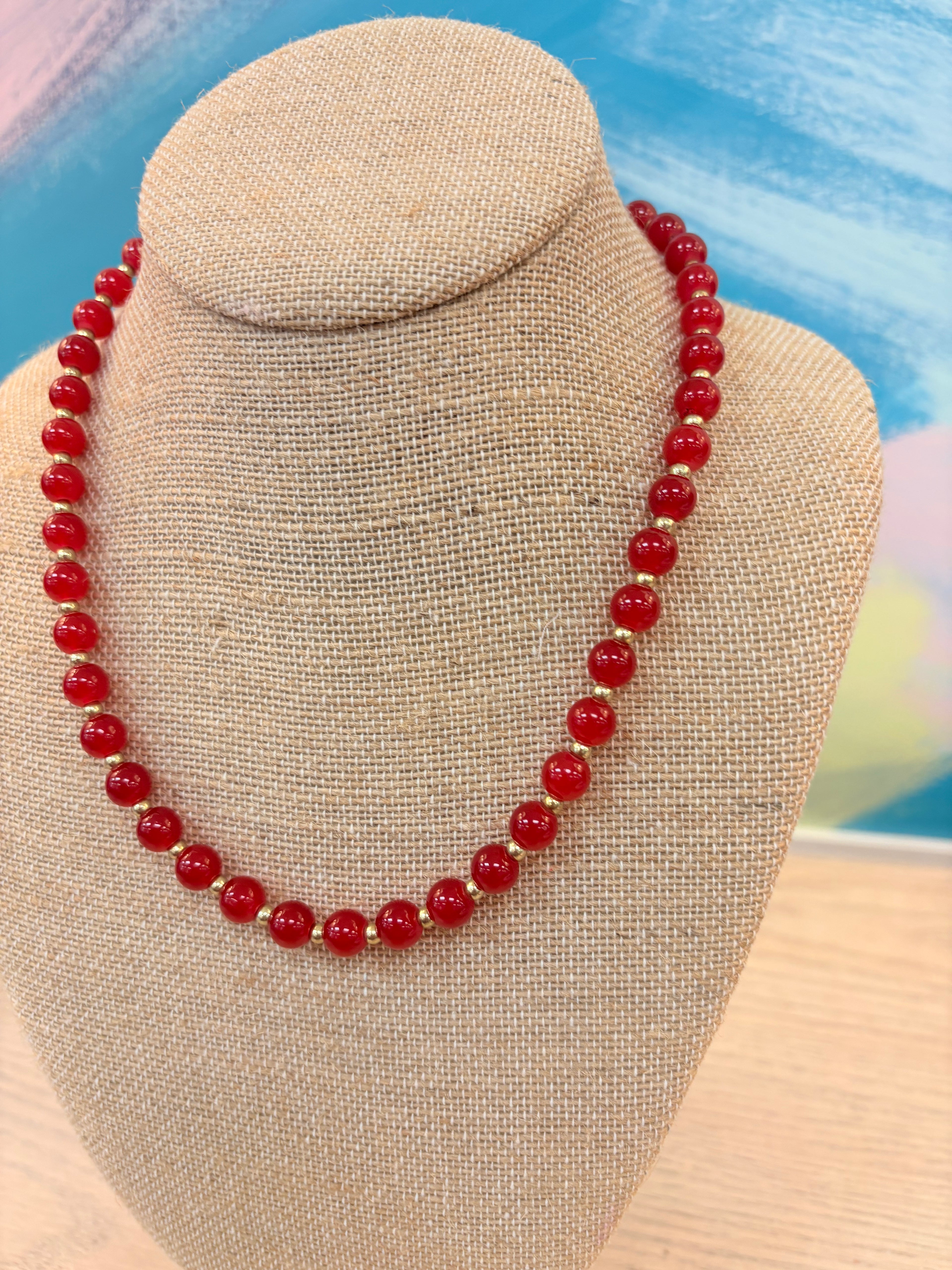 Larissa Red Beaded Necklace