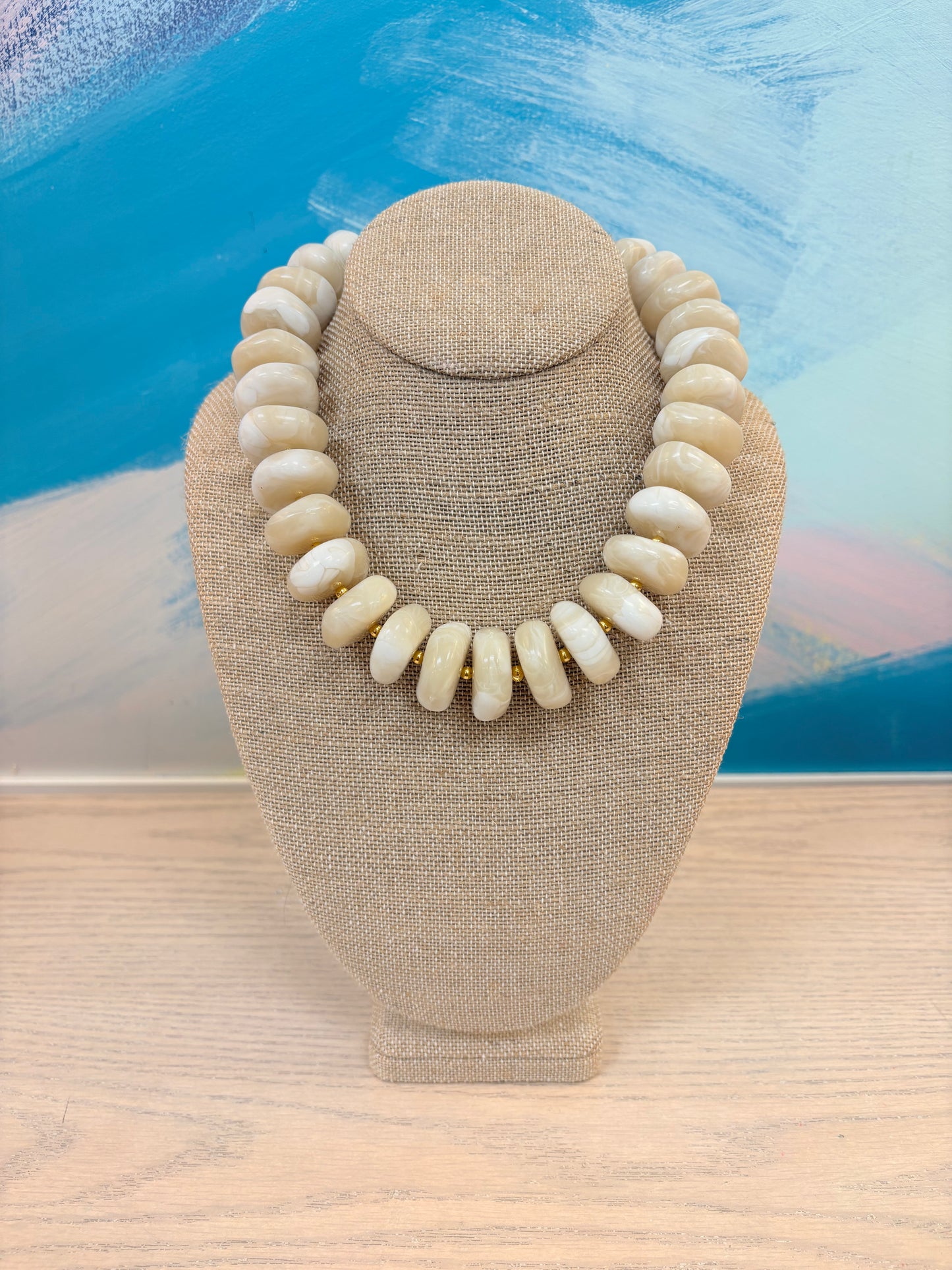 Fable Resin Beaded Necklace - Vanilla