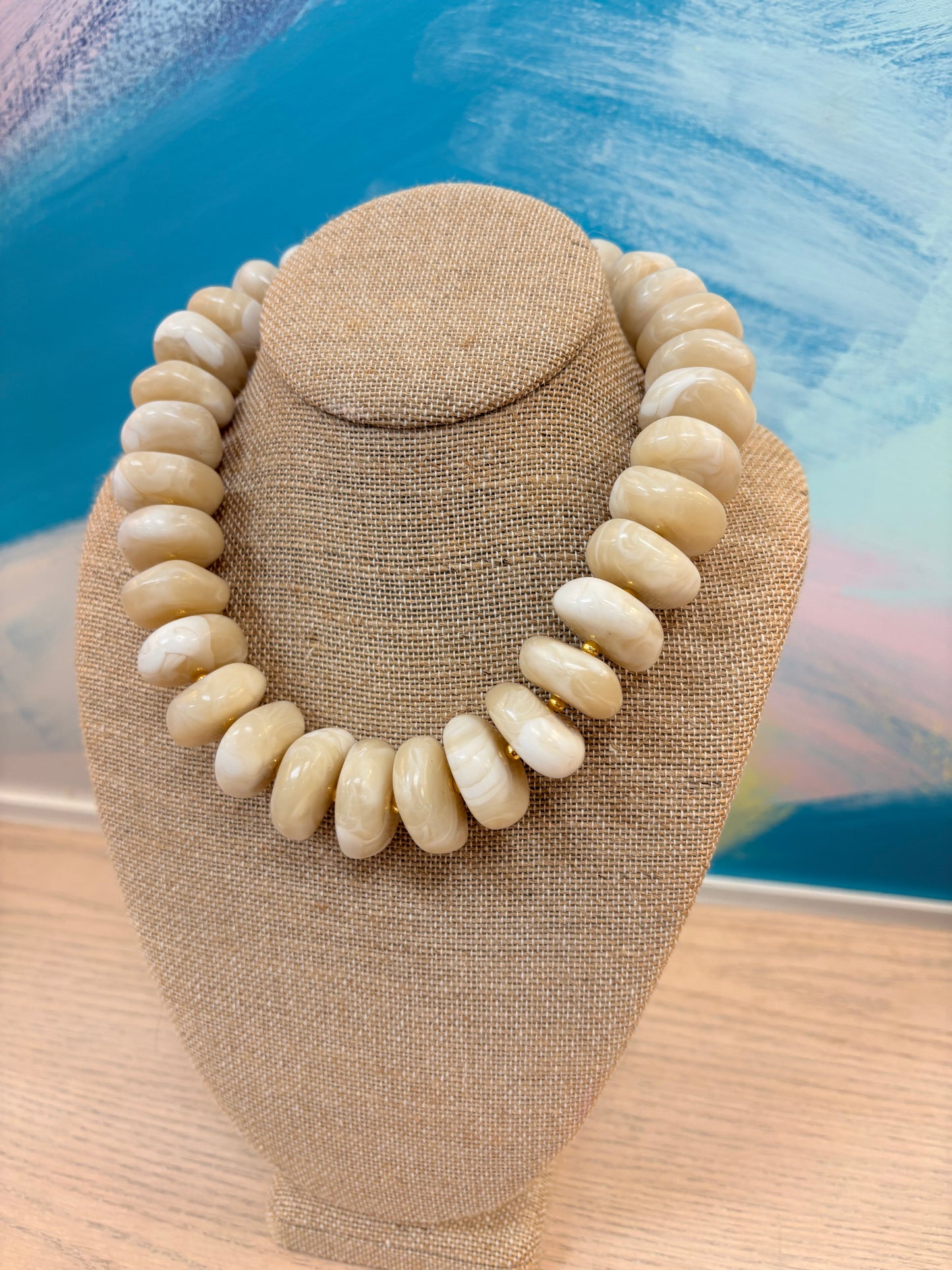 Fable Resin Beaded Necklace - Vanilla