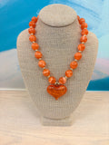 Tyra Beaded Heart Necklace - Orange