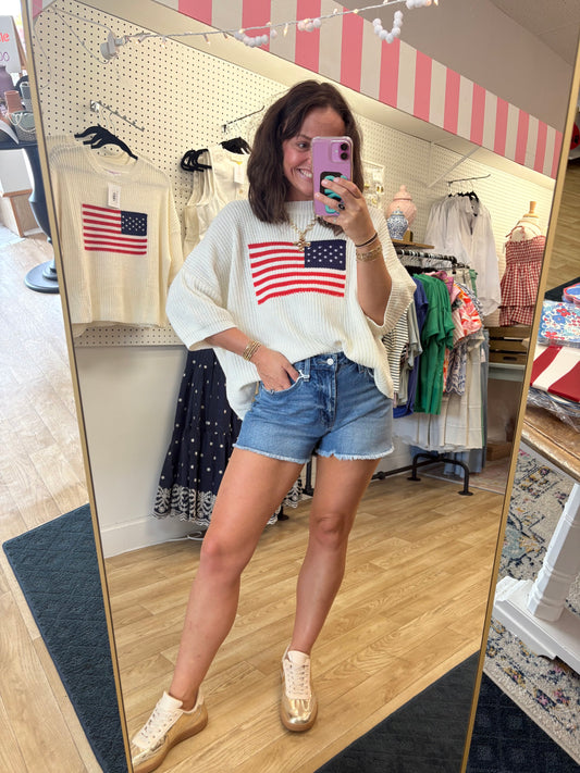 Georgia High Rise Raw Hem Denim Shorts
