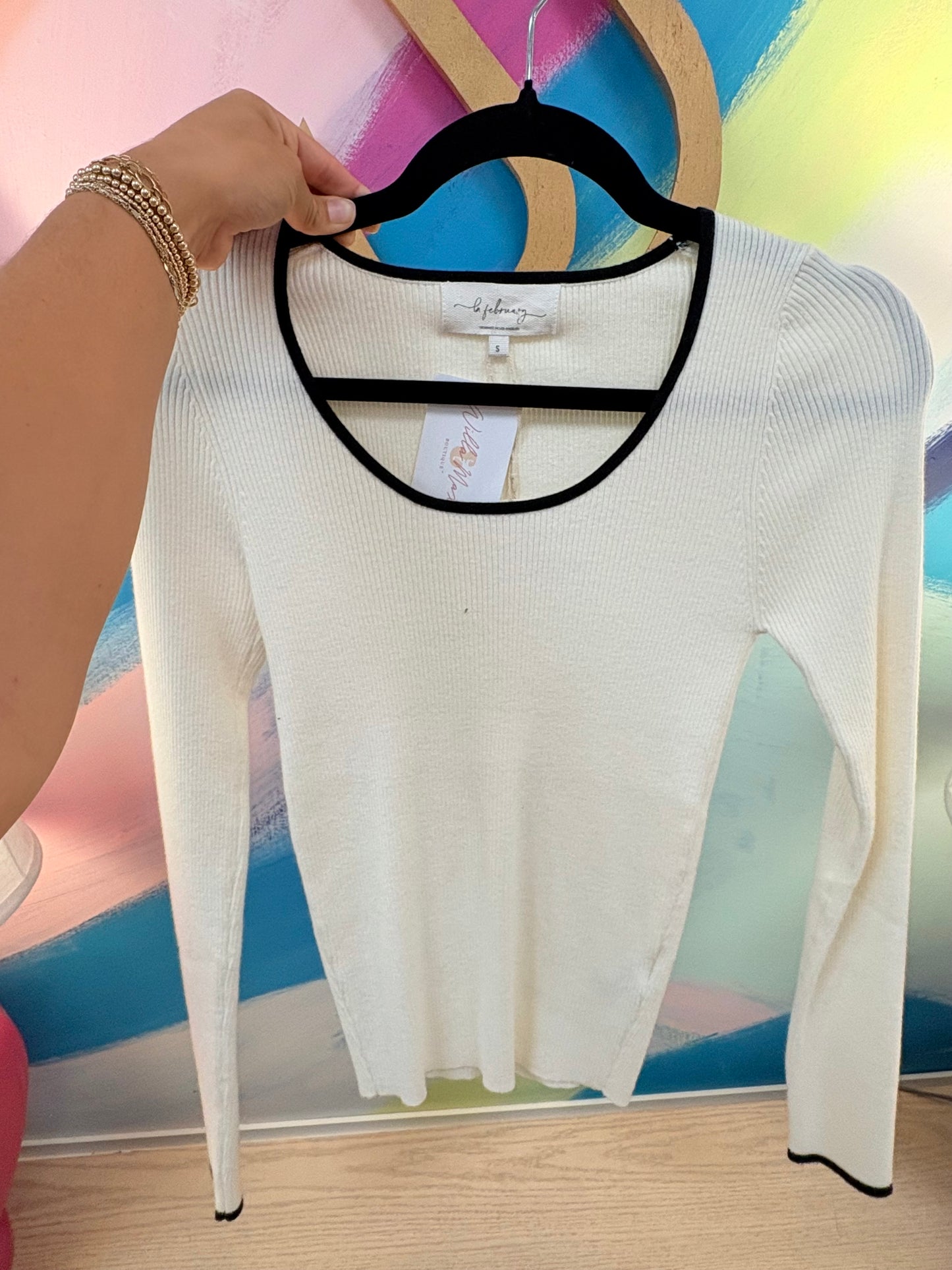 Ribbed Romance Scoop Neck Sweater