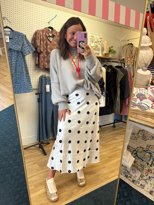 Dotted Charm Polka Dot Satin Skirt