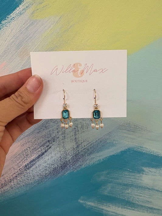 Lucy Blue Topaz Pearl Earrings